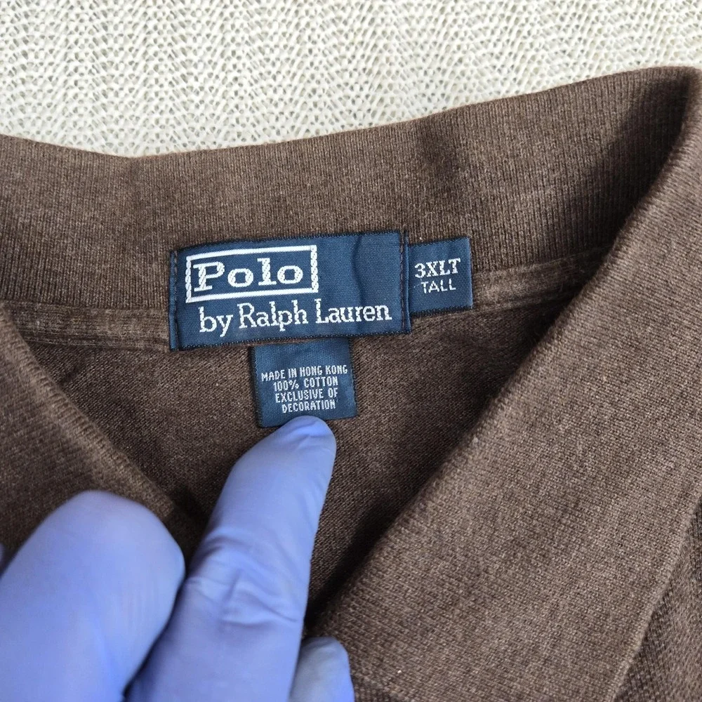 Polo Ralph Lauren Polo Shirt Mens 3XLT Brown Classic Fit Long Sleeve Big Tall